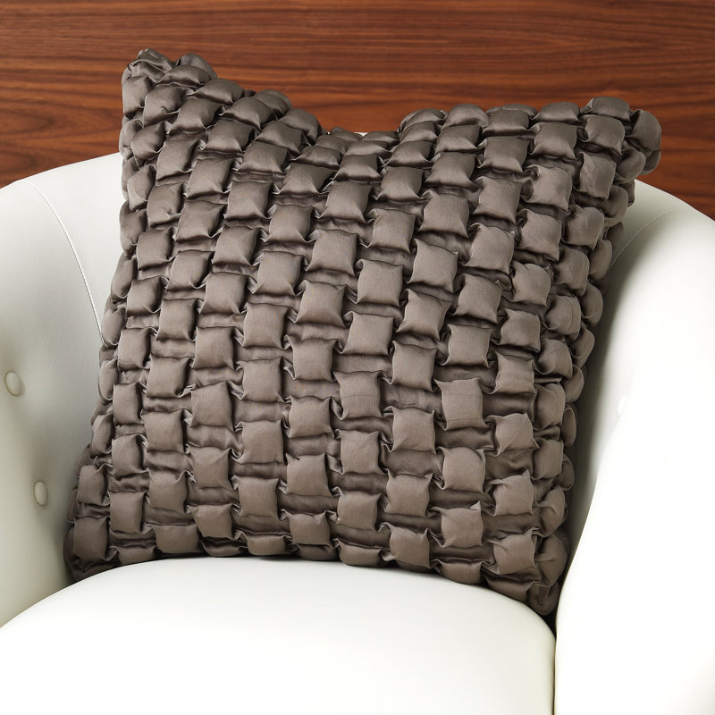 Coussin carré gris Ruche, Gris