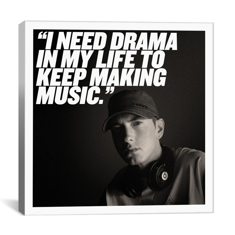 « eminem quoted », reproduction de photo sur toile, H 26 po x l 26 po x P 0,75 po