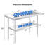Table de travail 48 po x 24 po en acier inoxydable robuste, préparation commerciale et établi avec tablette inférieure réglable, capacité de 500 lb-122453496