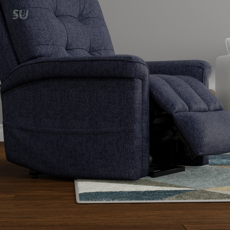 Velour Power Lift Chair In Lugano Indigo, Soft And Supportive For Ultimate Relaxation And Comfort, Recliner