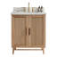 Meuble-lavabo autoportant en bois massif de 30 po avec plateau en marbre de Carrare, tiroirs et dosseret à fermeture en douceur - finition chêne clair-1180050494