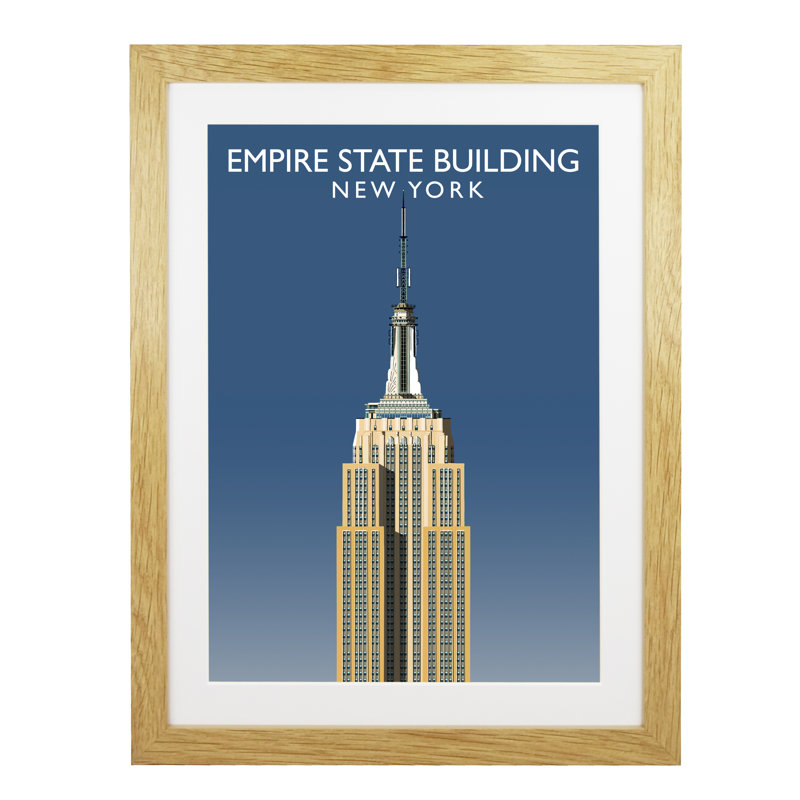 Empire State Building by Richard O'Neil - Print, Oak Wood Frame, 43.5 cm H x 33.5 cm W x 2.2 cm D