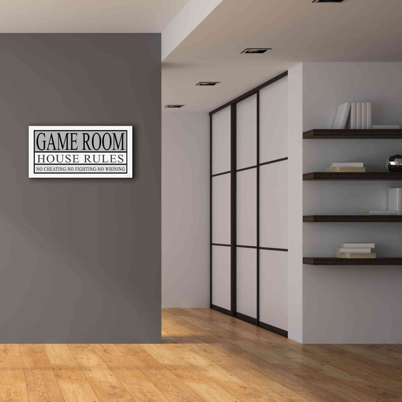 «Game Room House Rules II» par Cindy Jacobs, estampe numérique sur toile, H 20 po x l 40 po x P 1,5 po