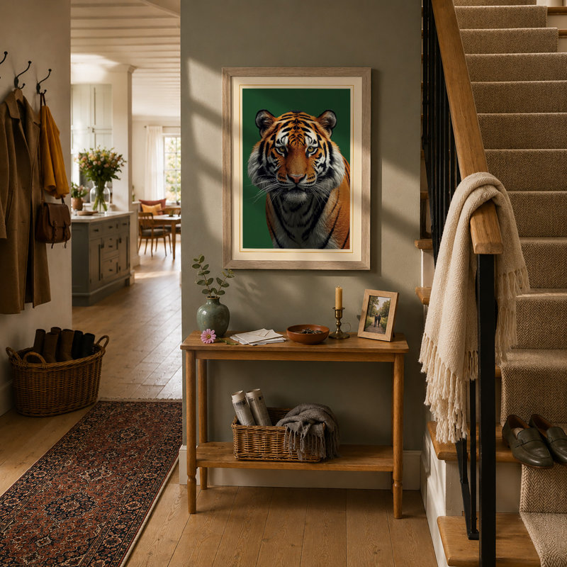 Tiger's Gaze Modern - Framed Print, A3 - 42.0 x 29.7 cm, Oak
