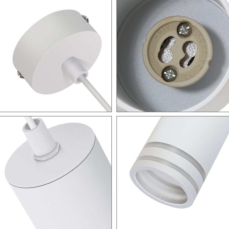 1 - Light Stainless Steel Cylinder Pendant, White