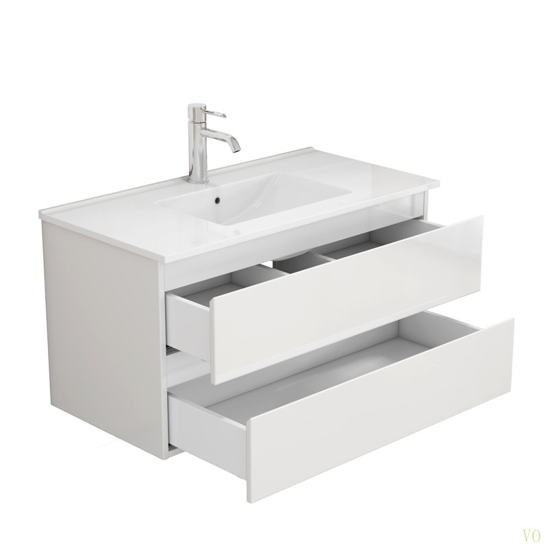 Ensemble de meuble-lavabo 36 po avec lavabo, armoire avec 2 grands tiroirs, système de fermeture en douceur, 2 grands tiroirs, conception sans poignée, assemblage facile