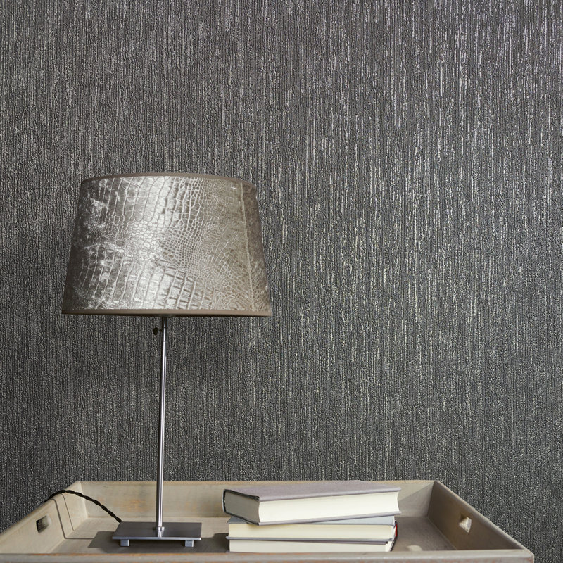 Vertical Silk Textured Wallpaper Roll, Dark Grey