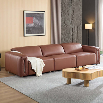 Canapé confortable en cuir 122,83 po avec sièges très profonds