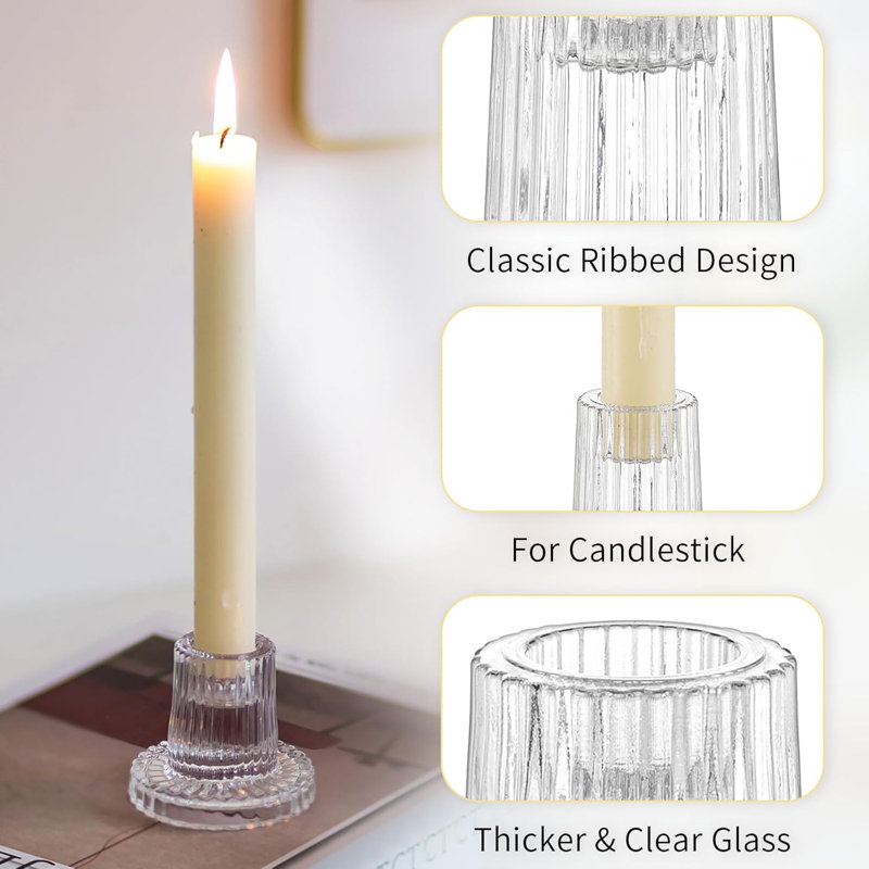 20 porte-bougies effilés en verre transparent