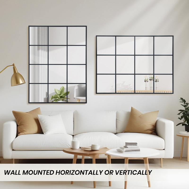 Rectangular Windowpane Wall Mirrors, 48" x 30"