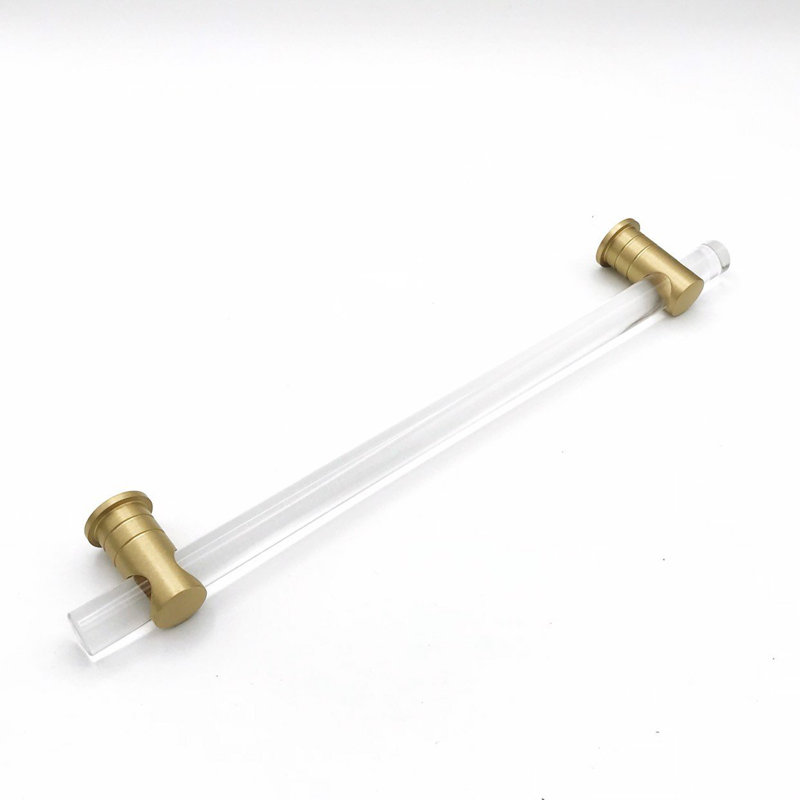 Luz Lucite Cabinet Handle, Satin Brass, 8"