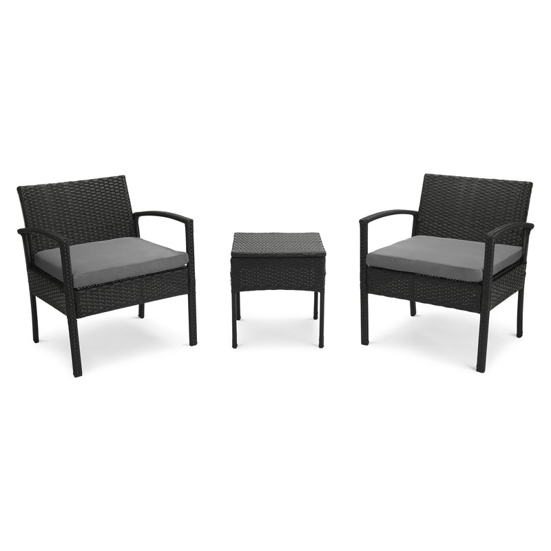 Andrina 2 - Person Patio Conversation Set with Cushions, Gray