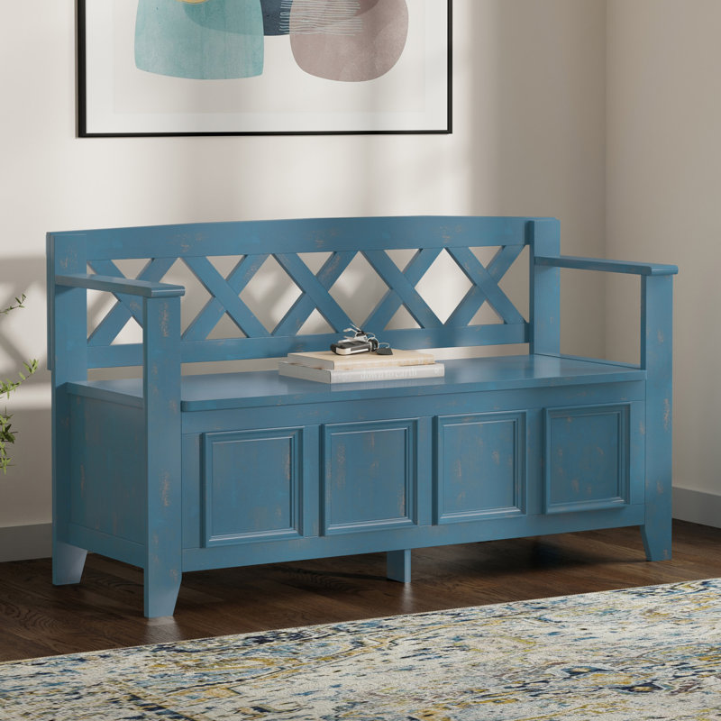 Banc de rangement pour hall d'entrée Amherst, H 28,03 po x L 17,03 po x P 48,03 po, Blue