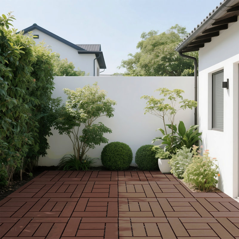 Carreaux de terrasse de style ZZ de 12 pouces, carreaux de plancher modulaires de style bricolage, carreaux de sol d'intérieur et d'extérieur, carreaux de cour faciles à installer rapidement, 44 pièces, brun