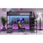 Grand lit mezzanine en métal avec garde-robe et lumière DEL, grand lit mezzanine avec bureau en L et port USB pour enfants, adolescents, adultes, noir