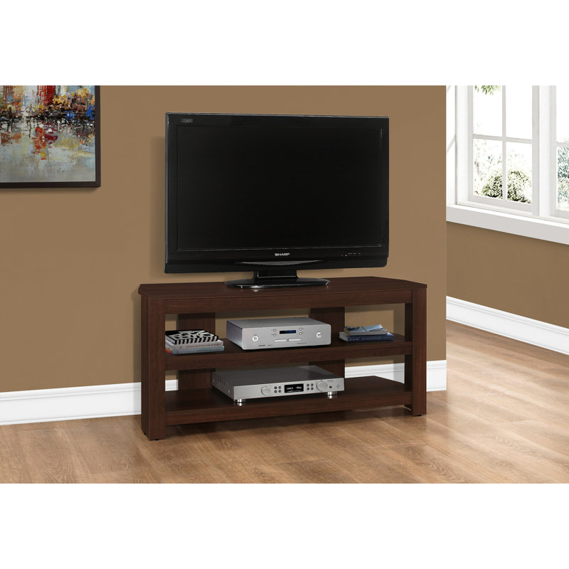 Élégant support multimédia, 42 pouces, avec rangement pour console de divertissement moderne, tablettes