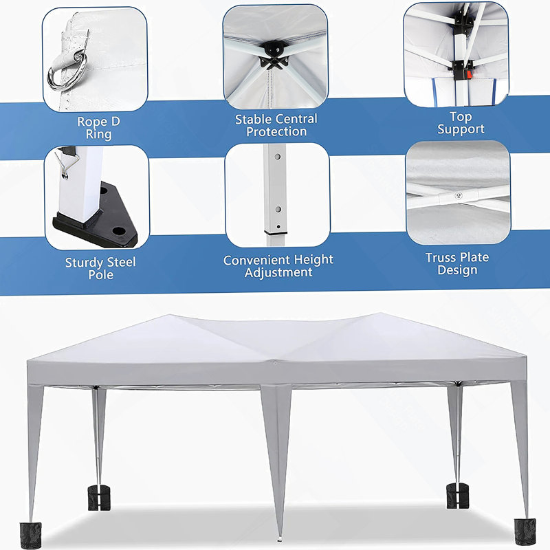 Portable Folding Canopy With Removable Sidewalls For Outdoor Events, Ideal For Parties, Beach, Camping, And Weddings, Comes With Carry Bag