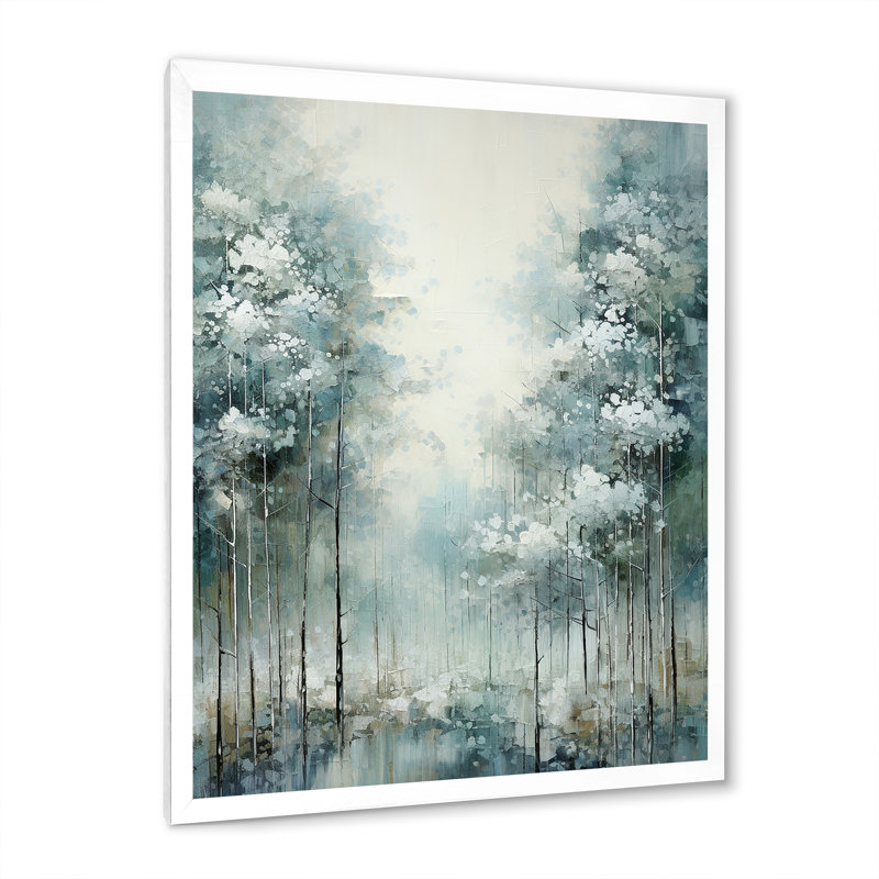 Pin, forêt enchantée I - pin, art mural, Cadre simple blanc, H 44 po x l 34 po x P 1,5 po