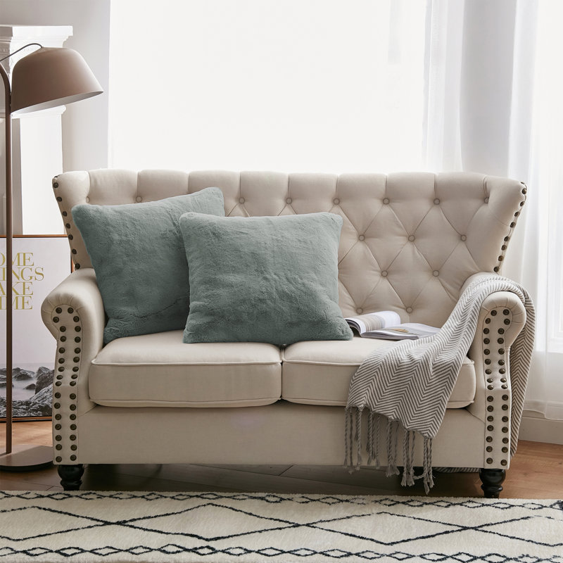 Heavy Faux Fur Throw Pillow Cover, Silver, 20' H x 20' W