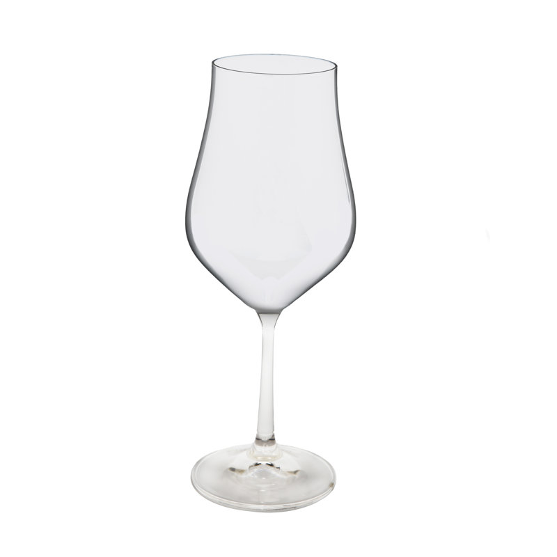 Ensemble de 6 verres à vin blancs avec tige transparente, Blanc