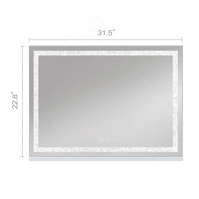 Miroir de salle de bain avec lumières 31,5 "x 22,8" avec bande lumineuse en cristal et miroir de salle de bain Hollywood