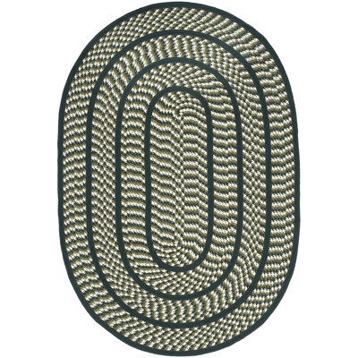 Georgina Hand-Braided Ivory/Olive Green/Bluish Green Area Rug