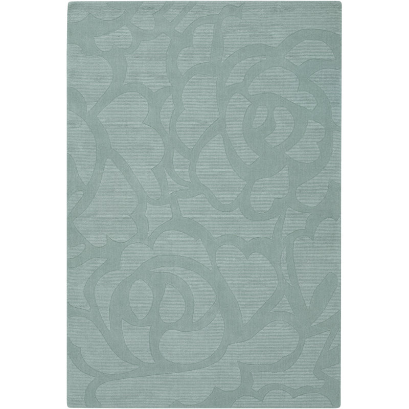 Worcester Hand-Tufted Wool Blue High Low Floral Modern Area Rug, Rectangle 7' x 10', Blue