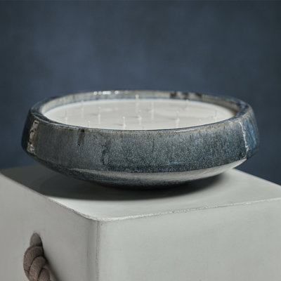 Sea Salt & Tahitian Mist Scented Jar Candle with Stoneware Holder