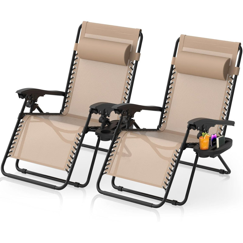 Tanesia Folding Recliner Chair, Khaki
