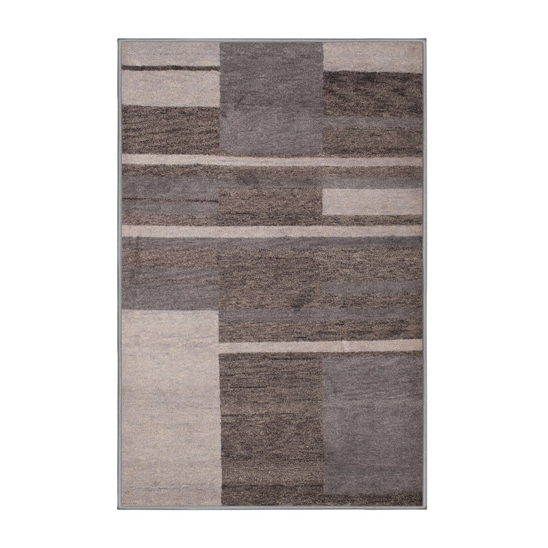 Tapis contemporain gris / brun, Rectangle 6 pi x 9 pi