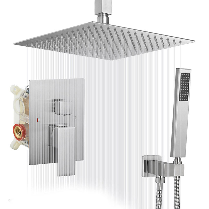 Système de douche complet avec valve, Nickel brossé