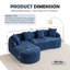 Canapé modulaire en forme de L à compression avec méridienne incurvée, canapé modulaire en chenille bleu sans assemblage, haute densité 30D