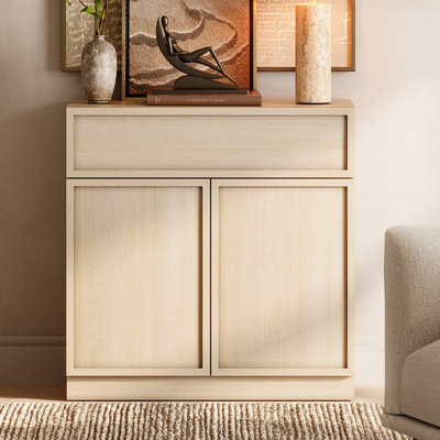 Modern Accent Cabinet with 2 Doors and Drawer, Multifunctional Accent Chest with Large Storage and Adjustable Shelf
