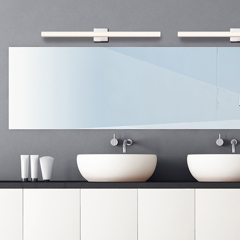 SQ-bar 1 - Light LED Bath Bar, Satin Nickel