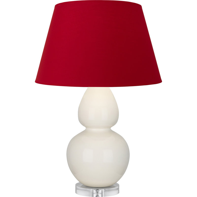 Double Gourd Table Lamp, Navy/Gray, Daisy Glazed/Silver