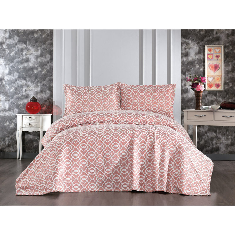 Elegant Double Bedspread Set, Dusty Rose, 94.5 x 102.4 inches | 100% Chenille, 450 GSM | Includes 2 Pillowcases (23.6 x 31.5 inches) | Machine Washable at 86°F, Soft and Luxurious Bedding for Cozy Bedrooms