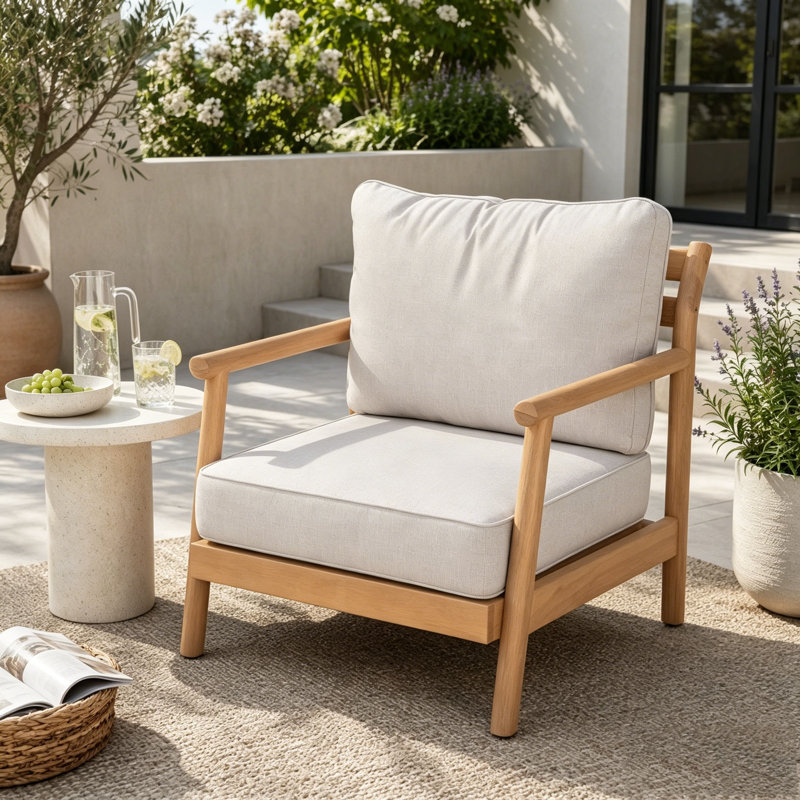 Fauteuil club de patio en bois d'acacia