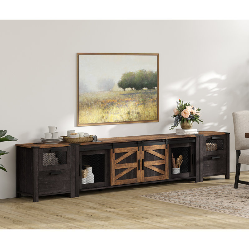 Kitchen Sideboard Stand Set With Drawer And Charging Station, Black