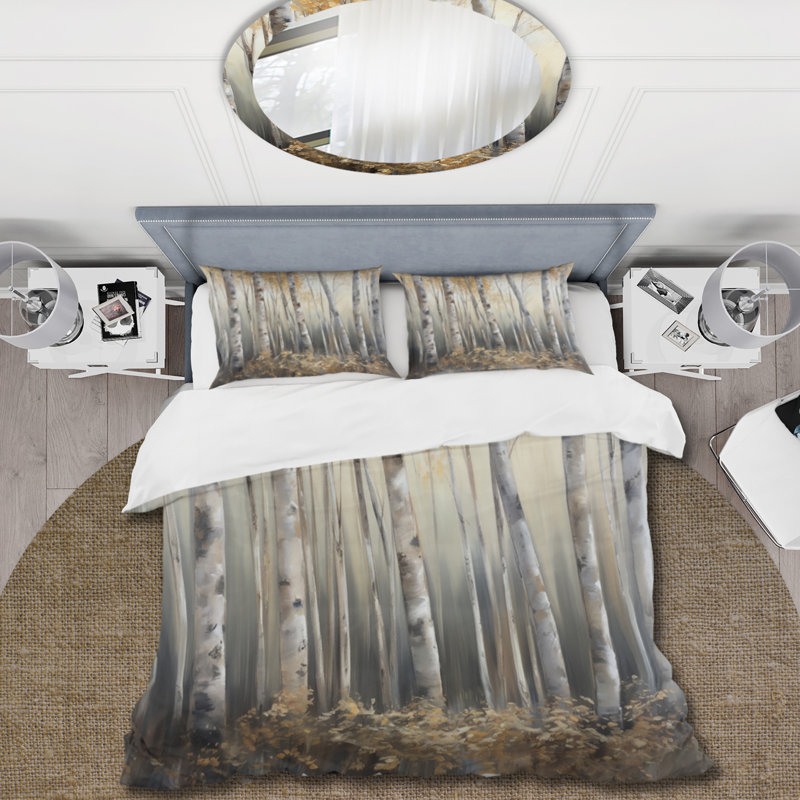 Twin Birch Tree Forest Microfiber Duvet Cover Set