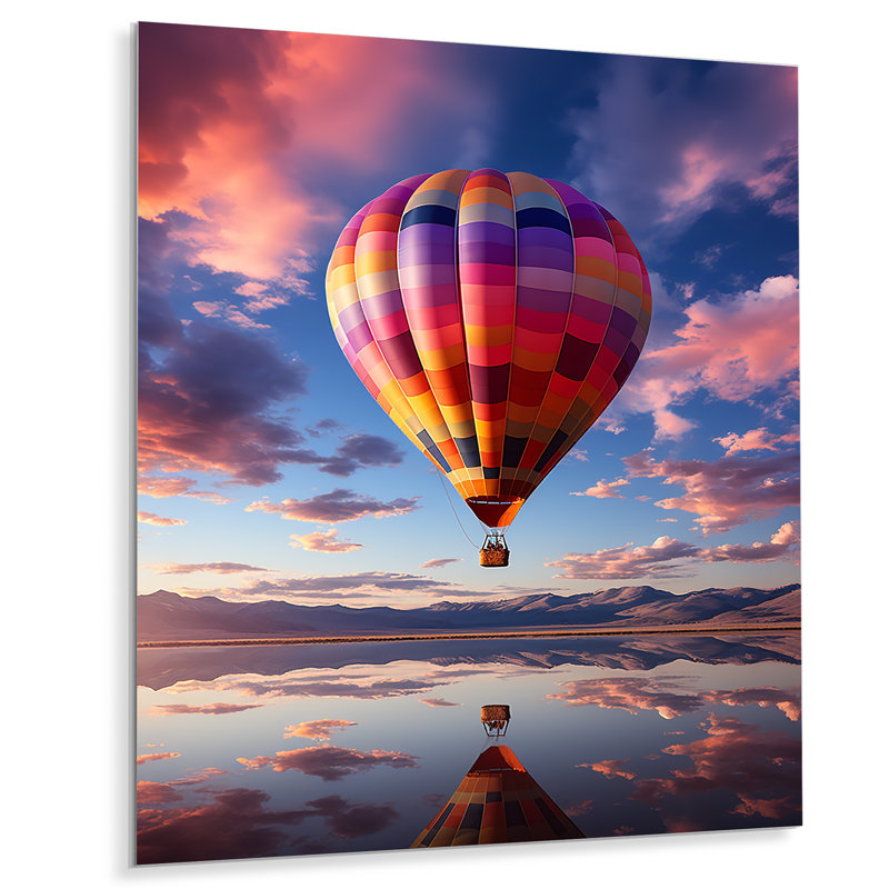 Décoration murale orange montgolfière Horizon IV - Montgolfière en métal, H 40 po x l 30 po x P 1 po
