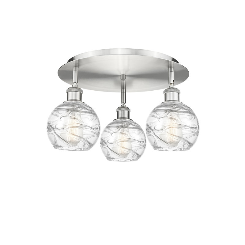 Essex Glass Flush Mount, Satin Nickel