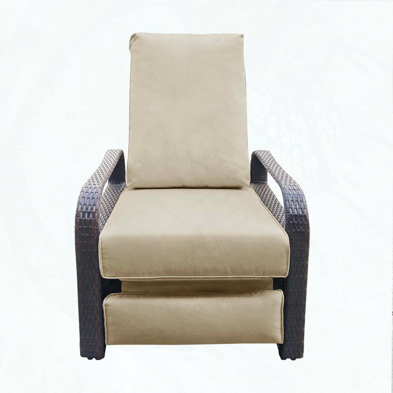 Méridienne inclinable automatique en osier avec coussin épais, structure en aluminium