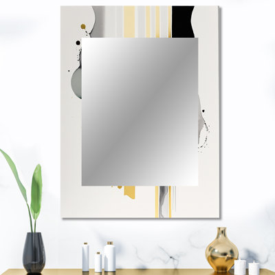 Abstract Transitional Shapes Black II - Abstract Shapes Wall Mirror, Modern Decorative Mirror, Printed Metal Art