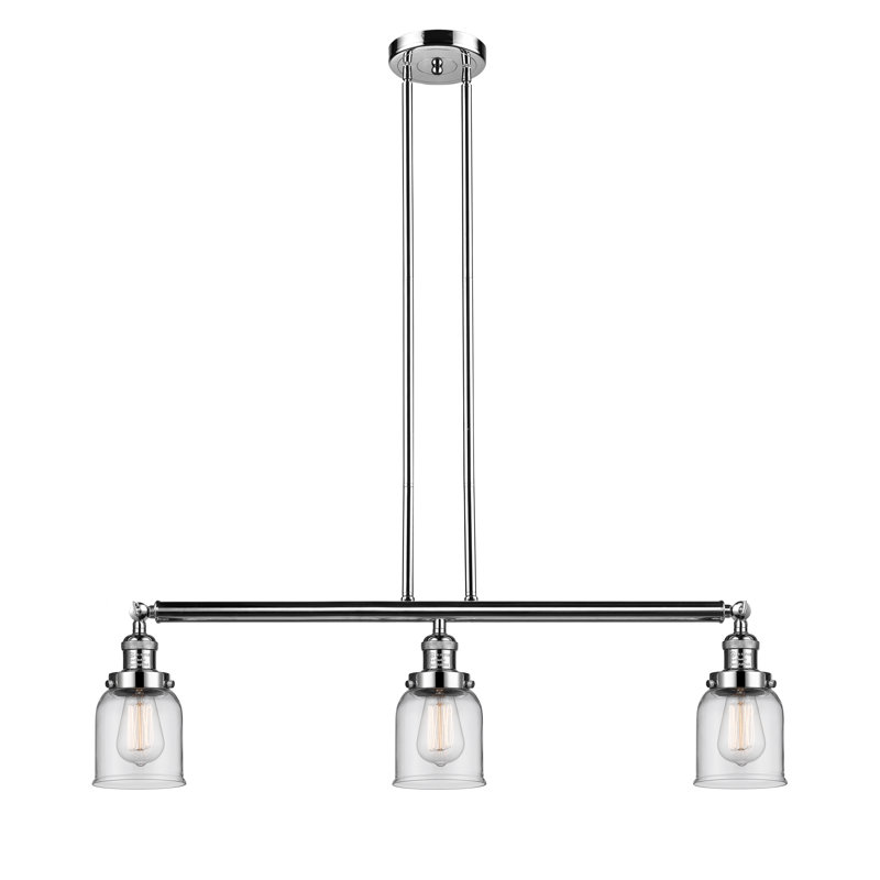 Tom 3 - Light Kitchen Island Pendant, Polished Nickel, Clear, 6 Watt Vinage LED Bulb