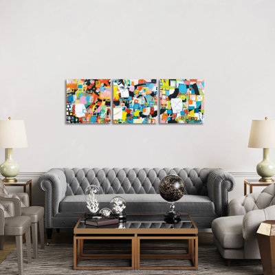 «Power Through Triptych» - ensemble d'art mural sur toile tendue (ensemble de 3)