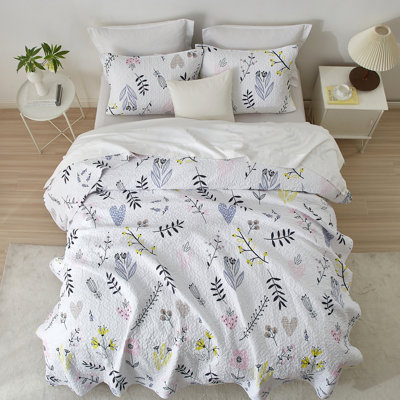Ensemble de courtepointe 3 pièces toutes saisons en microfibre Cottagecore