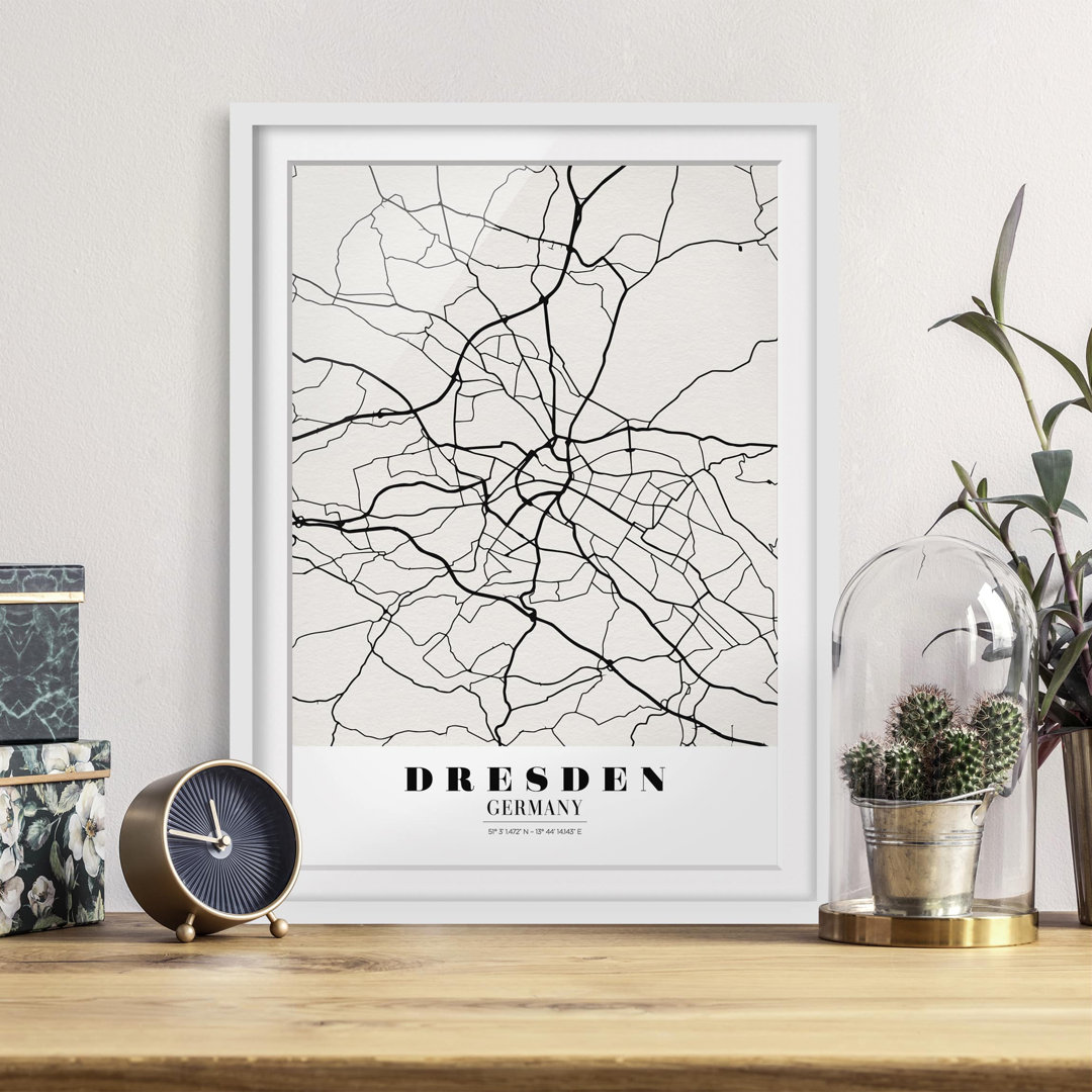 Gerahmter Kunstdruck Classic Dresden Street Map