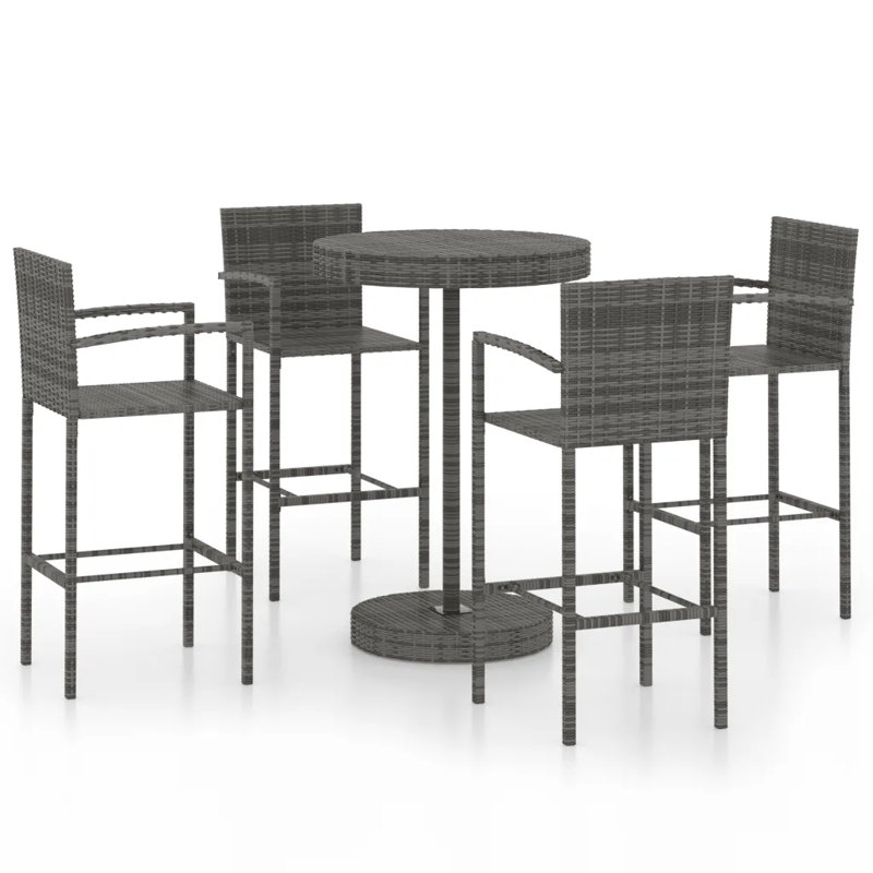 Azion 4 - Person Patio Dining Set Round Table, Grey