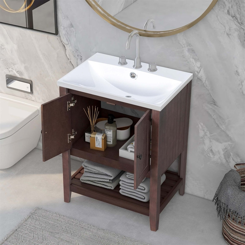Meuble-lavabo moderne 24 "avec lavabo, Brun