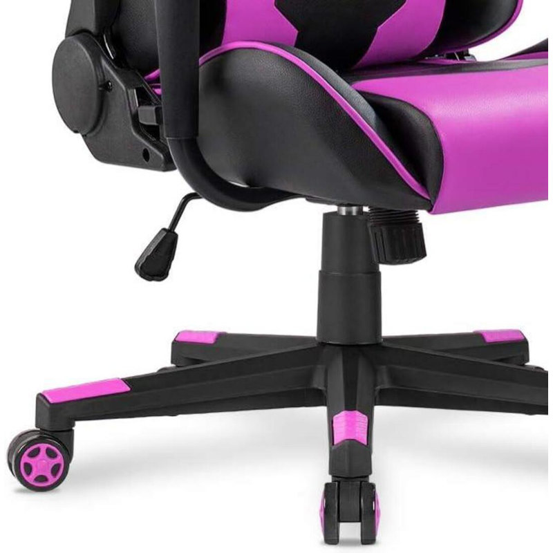 Purple Genuine Leather Chair Suitable For Both Office And Gaming Use; Adjustable And Swivel Design; Ergonomic Chair With Headrest And Lumbar Support.